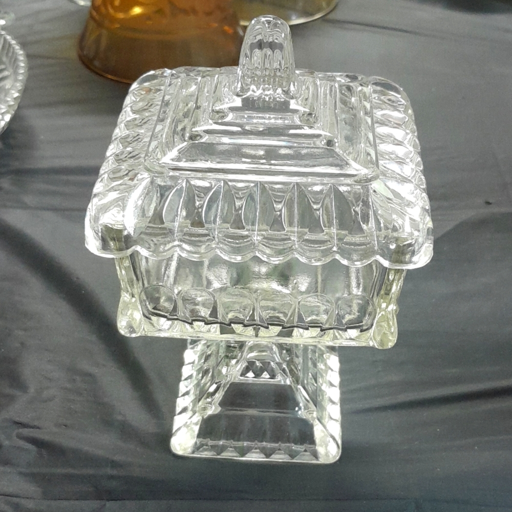 Antique heavy glass jelly dish